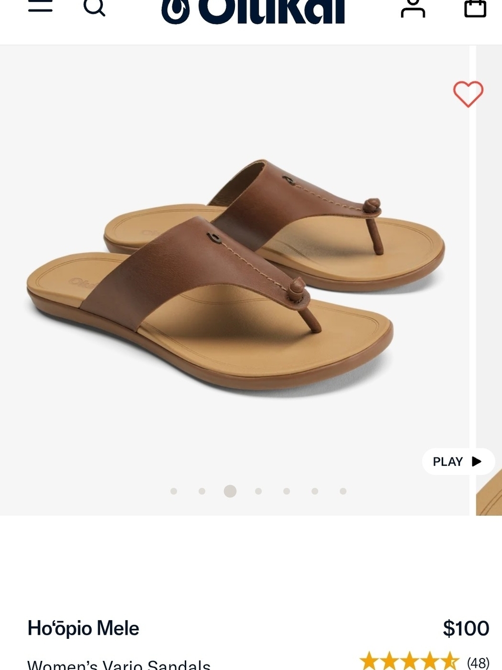 Olukai Ho‘opio Mele Women's Brown Leather Thong Sandals-NWT